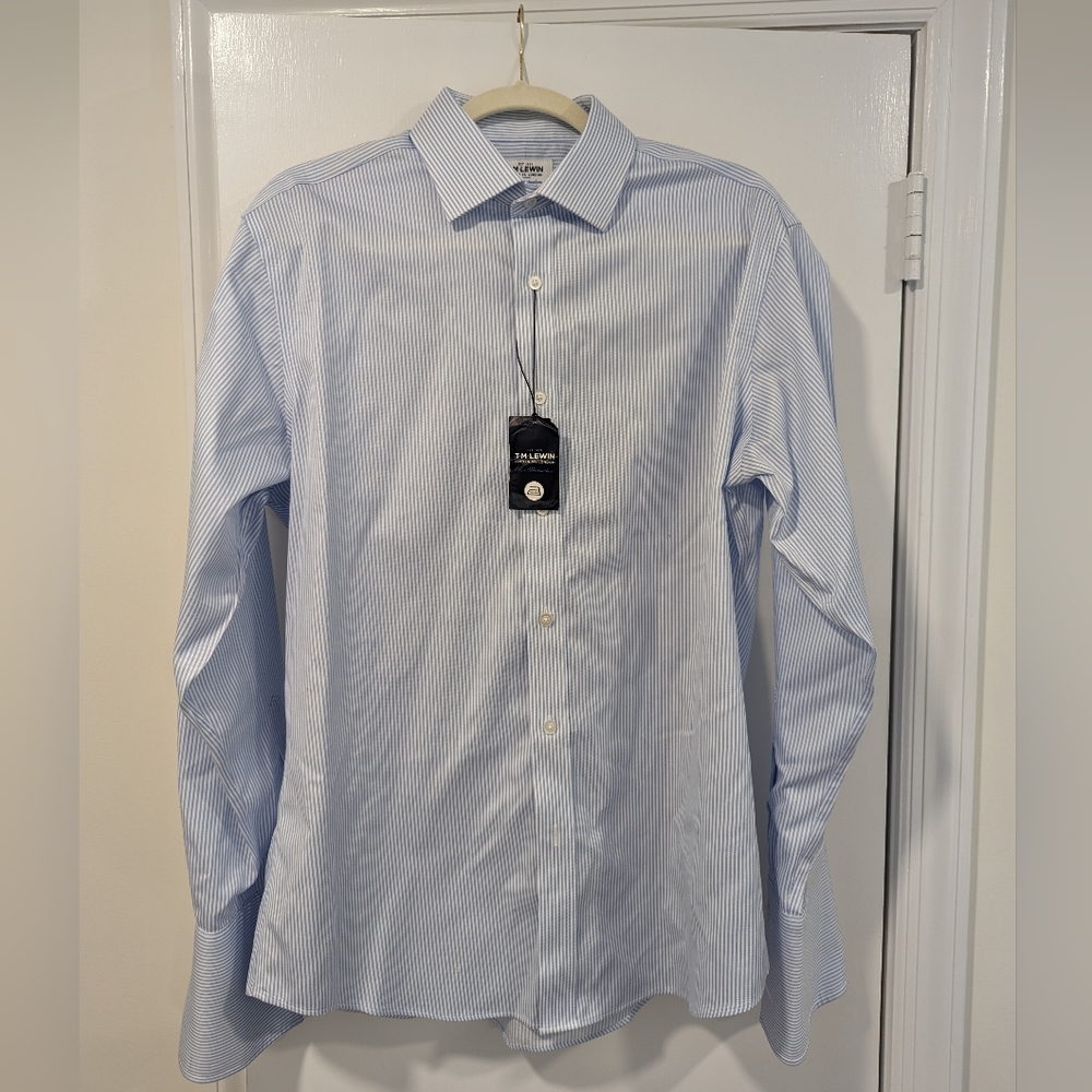 TM Lewin Slim Fit Striped Twill Shirt (16.5/35)